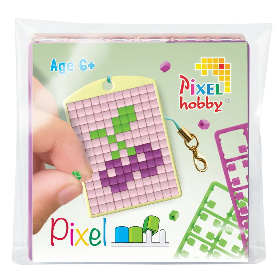 Pikselhobby Minikit kirsebær – med nøkkelring 30×40 mm og 3×144 piksler