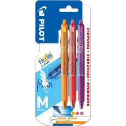 Pilot Frixion Clicker 0,7 mm 3-pakning, pennekropp og blekk i 3 farger – apricot, peach & purple