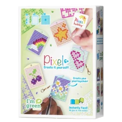 Pixelhobby Box Søte ting – 5 nøkkelringer på 30×40 mm, 18 pikselplater og mønsterhefte