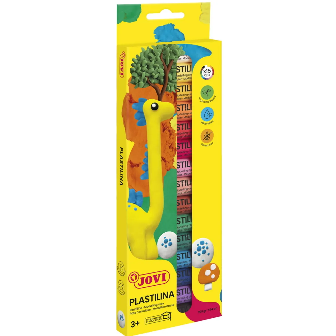 Plastilina lekeleire 15×15g – 15 fargerike lekeleirer som ikke tørker