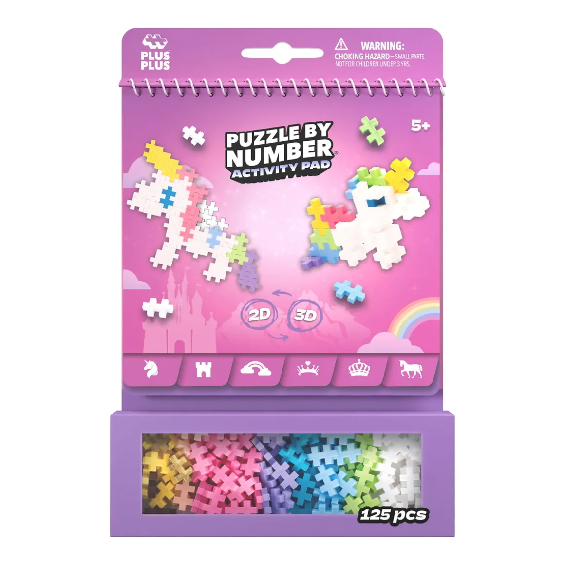Plus-Plus aktivitetssett Unicorn – 125 biter, mønsterblokk + praktisk emballasje!