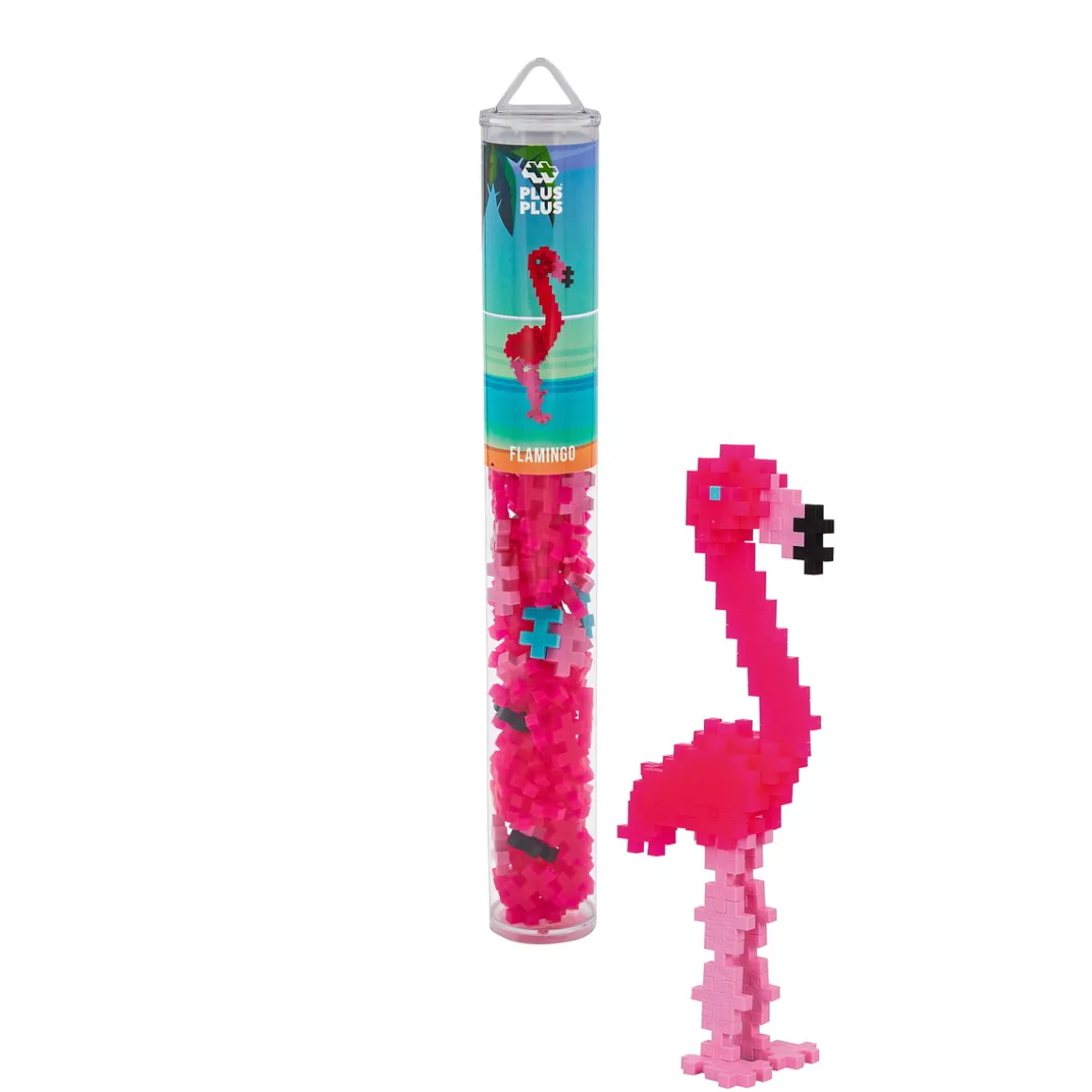 Plus-Plus Tube Flamingo, rør med 100 deler som blir en fin flamingo!