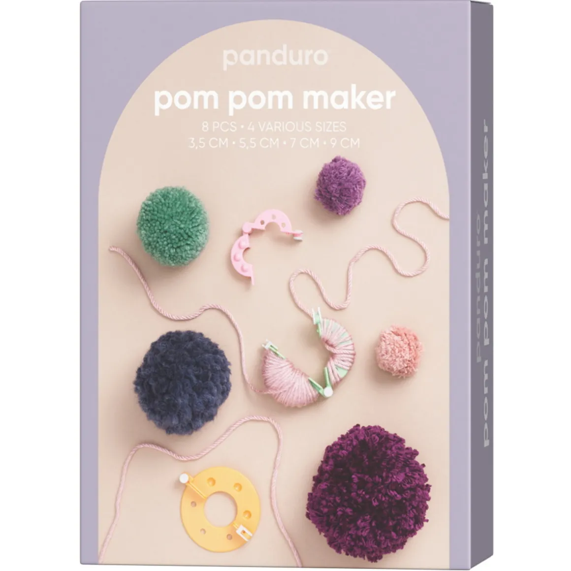 Pompongverktøy til å lage egne pomponger, 8 verktøy i 4 ulike størrelser.