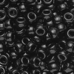 Pony beads med diameter 9 mm, runde perler med store hull, 150-pakning, svart