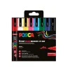 Posca Brush PC-5BR Basic 8-pakning, penner med halvhard penselspiss, 1–4 mm linjebredde