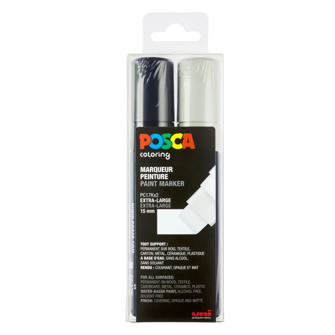 Posca PC-17K 2-pakning – Svart og hvit