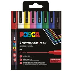 Posca PC-3M Basic colours 8-pakning (0,9–1,3 mm)