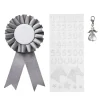 Premiesløyfe til kjepphest Ø7 cm og klistremerker i sølvfarget tema + 1 engelcharm