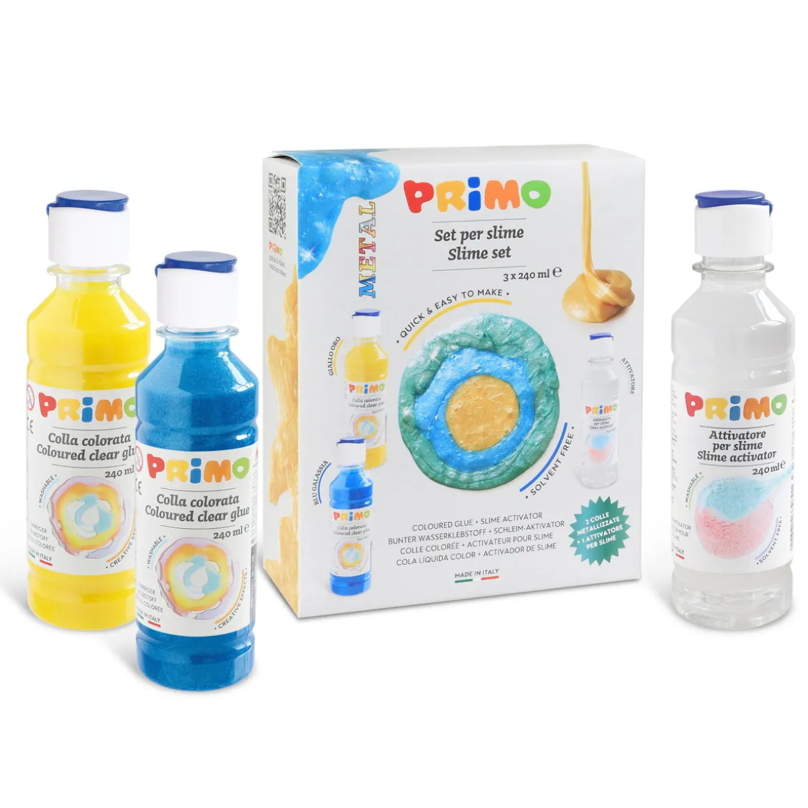 Primo Slime Lab Metallic – 2×240 ml metallic slimfarge + 240 ml slimaktivator