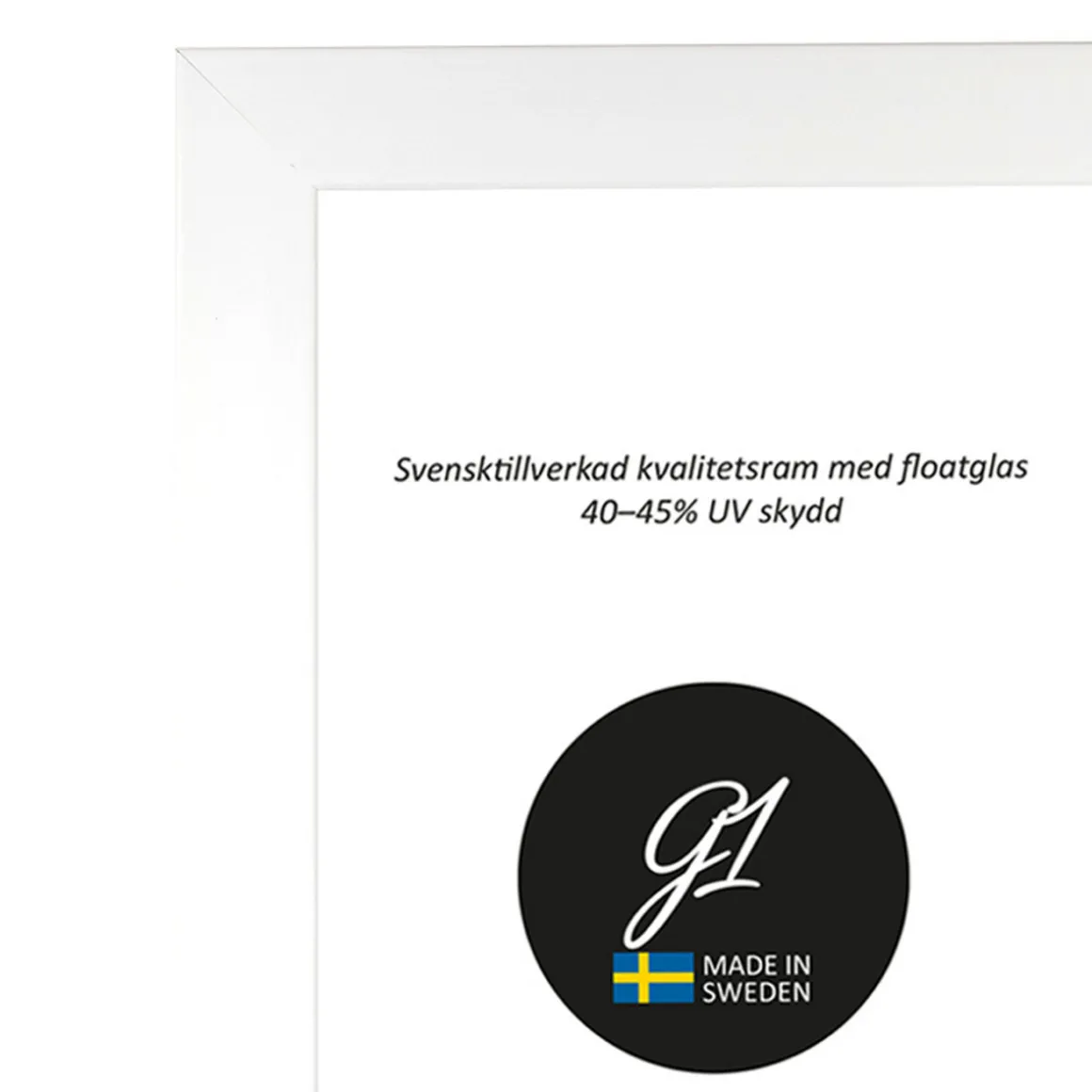 Ramme 6A Hvit høyblank 30x30cm