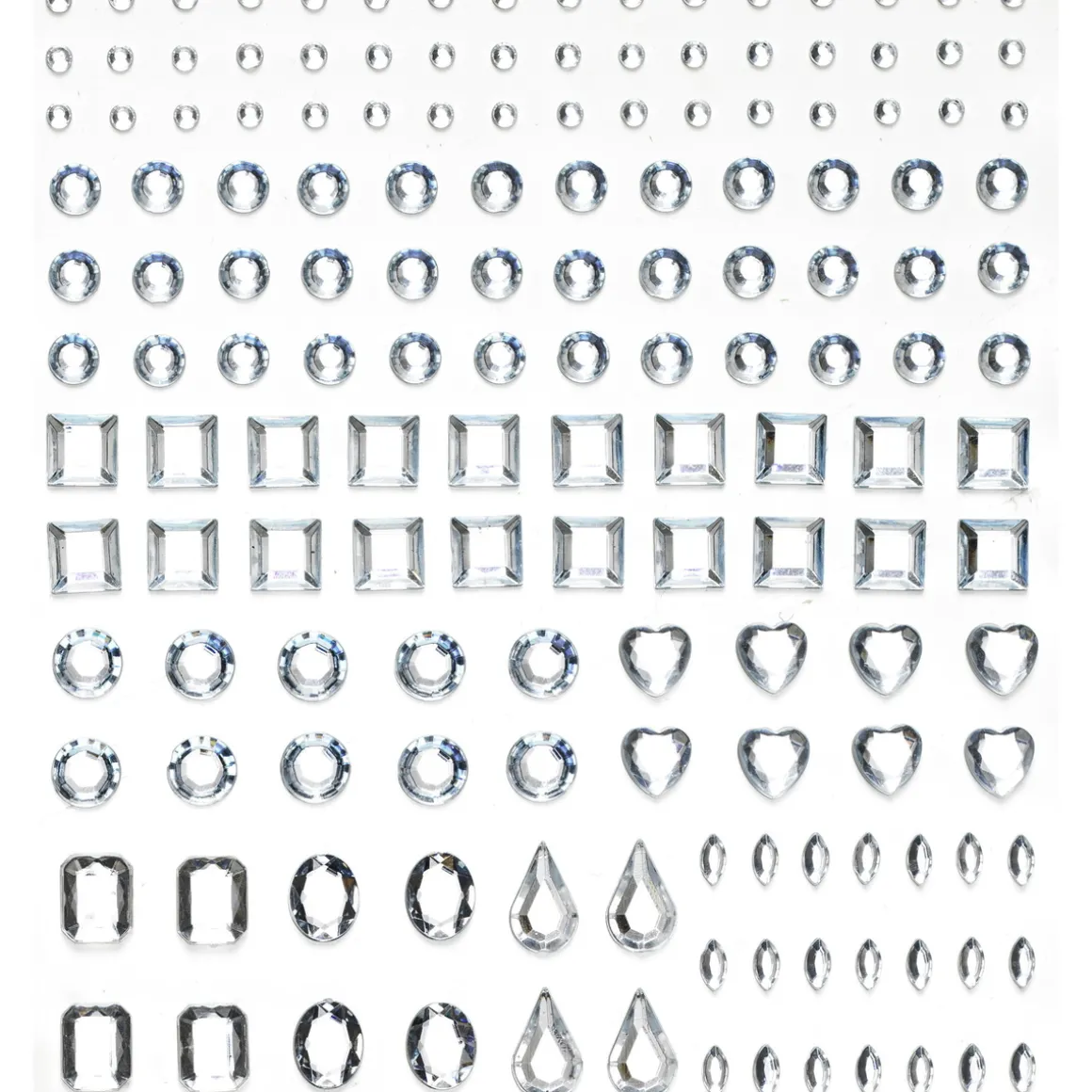 Rhinestone stickers former krystall – 304 perleklistremerker med forskjellige former. L 2–12 mm