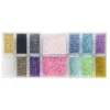Rocailles-perler glassperler i 14 herlig sommerglinsende nyanser – Ø2–2,5 mm