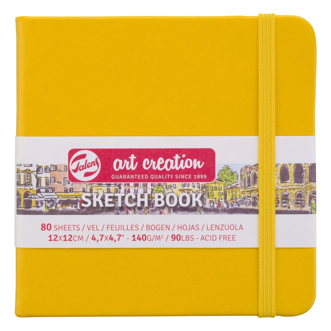 Royal Talens Art Creation Sketch skissebok 12×12 cm, gult omslag – 140 g/m², 80 ark