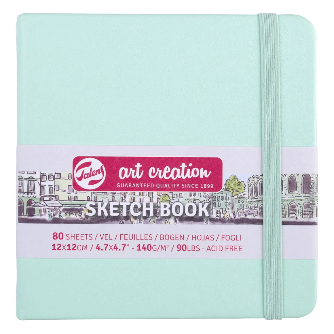 Royal Talens Art Creation Sketch skissebok 12x12 cm, mintgrønt omslag – 140 g/m², 80 ark