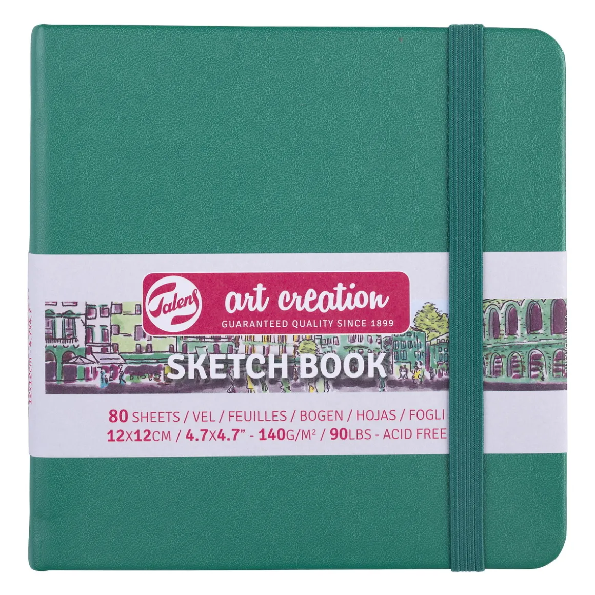 Royal Talens Art Creation Sketch skissebok 12x12 cm, grønt omslag – 140 g/m², 80 ark