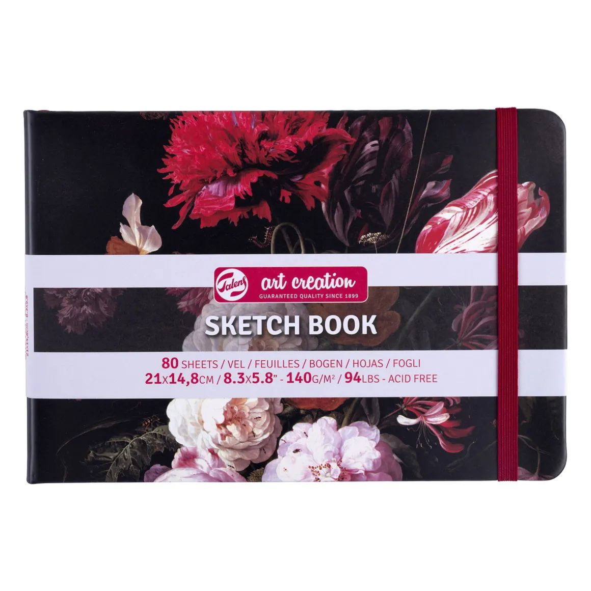 Royal Talens Art Creation Sketch skissebok 21 x 14,8 cm, blomstret omslag – 140 g/m², 80 ark