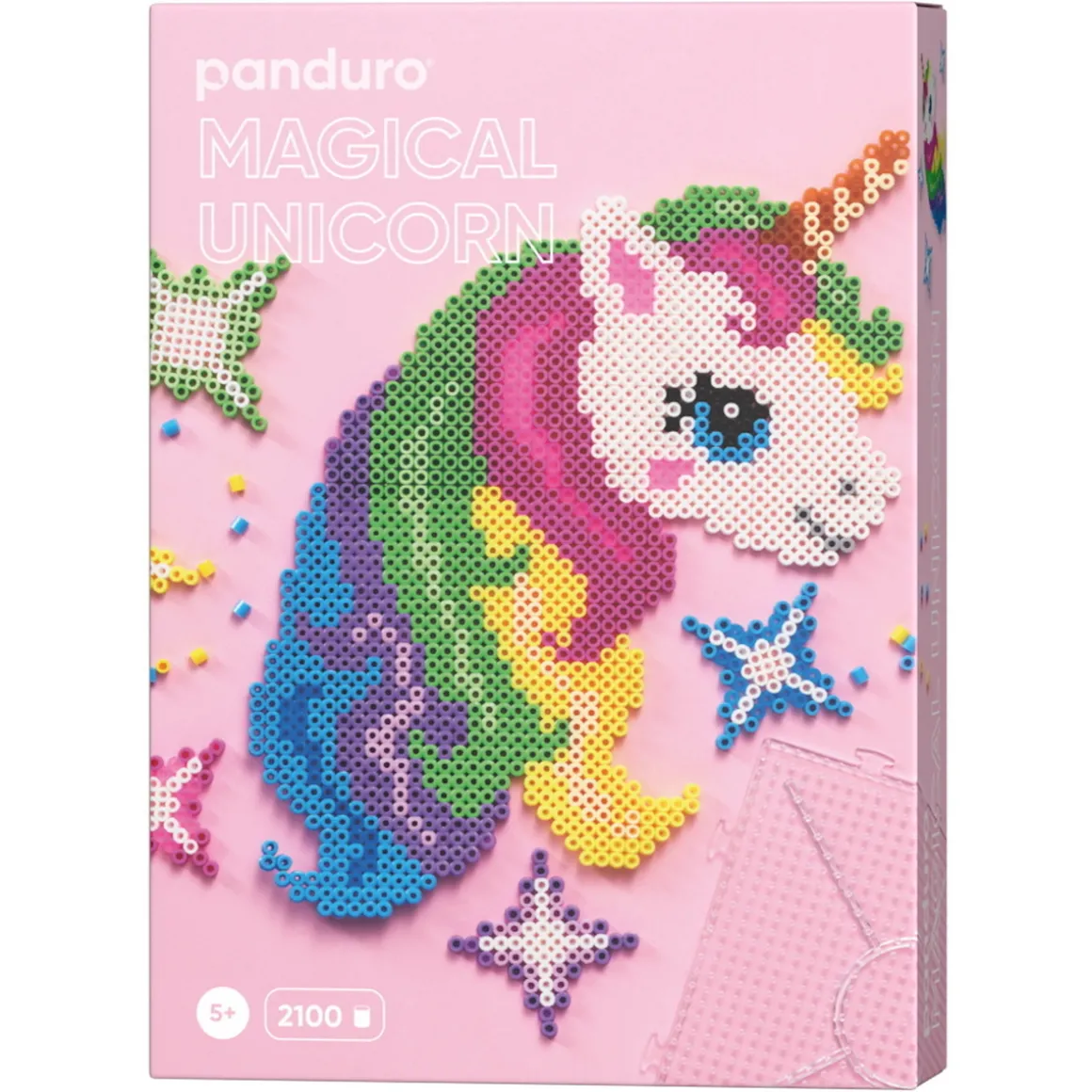 Rørperler Midi kit Enhjørning & Unicorn, 2100 perler med diameter 5 mm og 4 firkantede perleplater