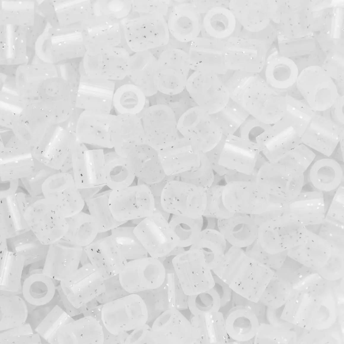 Rørperler Midi 1000 stk. gjennomsiktige med glitter, Ø5 mm