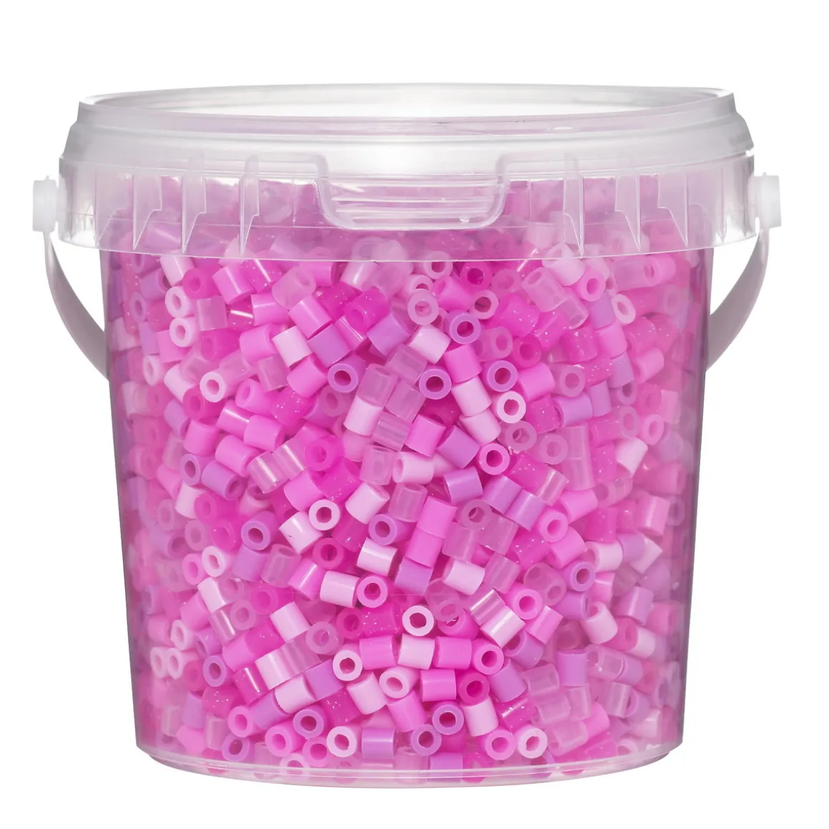Rørperler Midi 4000 stk. i rosa miks + rosa transparente glitterperler, Ø5 mm