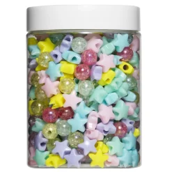 400 runde crackle beads og pastellfargede stjerner – perle en vakker galakse!