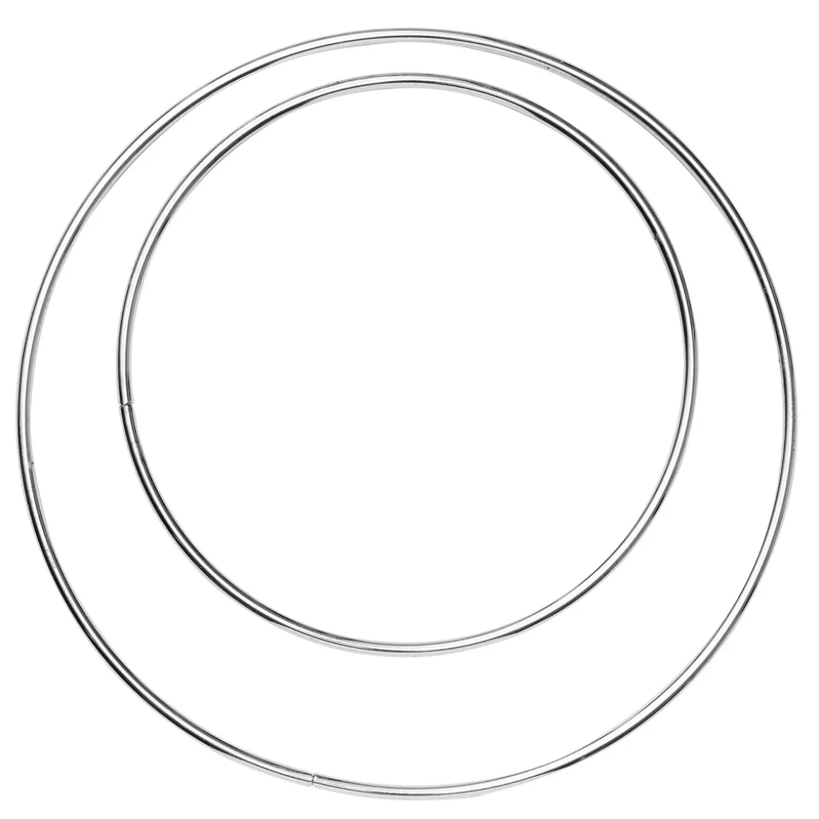 Runde sirkelformede metallringer, forkrommede. 2 stk. Ø15 og 20 cm