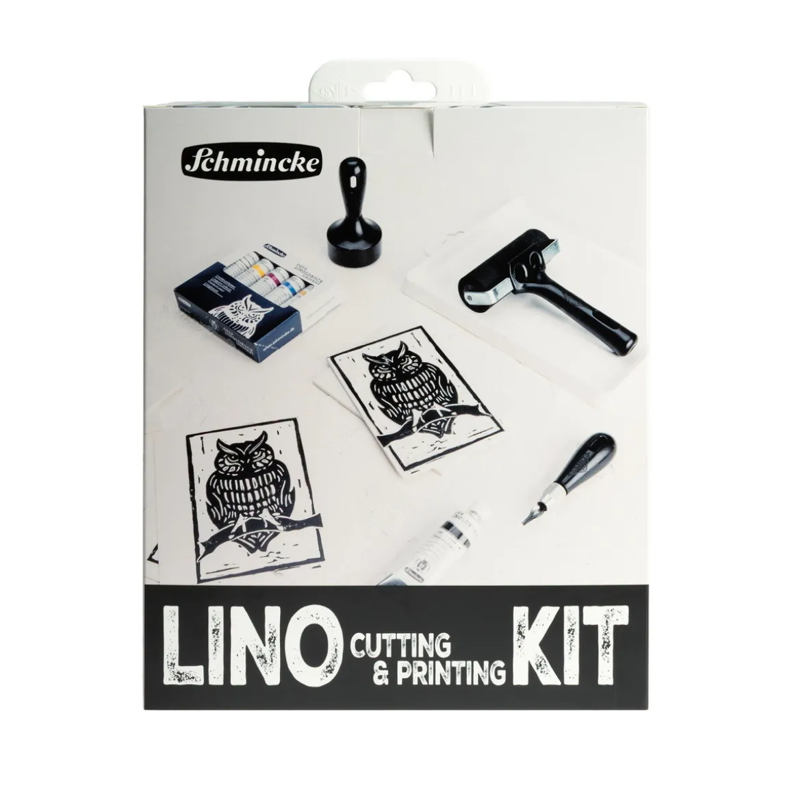 Schmincke Aqua Lino Kit, linoleumssnitt og linoleumstrykk med vannbasert maling