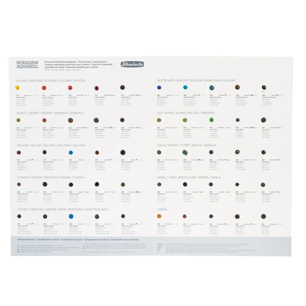 Schmincke Horadam Aquarelle Supergranulation dot card – 50 farger å teste ut