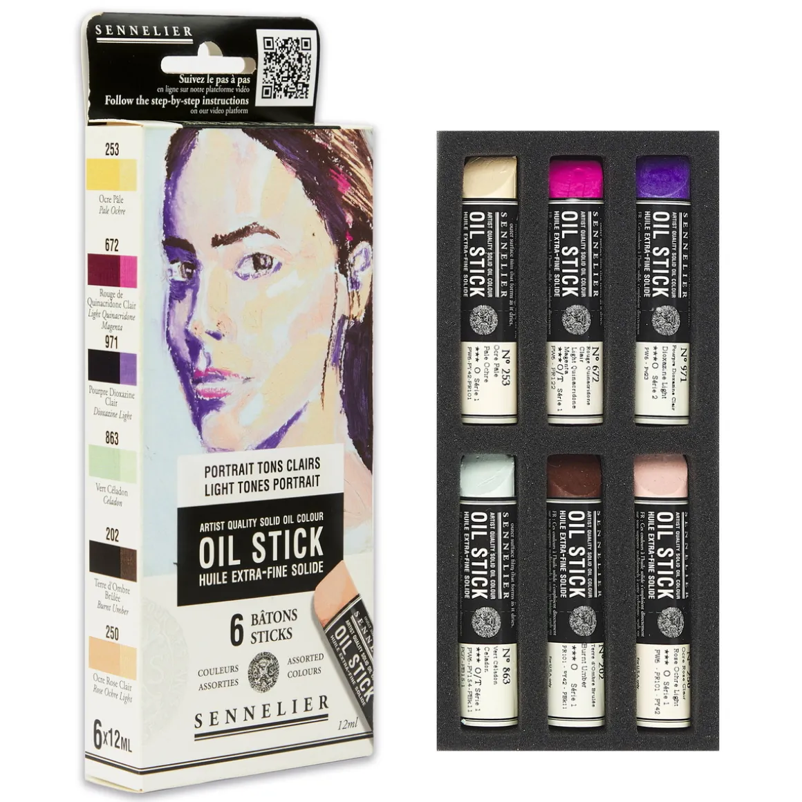 Sennelier Oil Stick Mini Light Tones Portrait, 6-pakning oljekritt à 12 ml