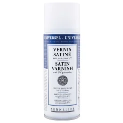 Sennelier Spray Universal Anti-UV Varnish Satin 375 ml, beskyttende lakk for oljemaling og akrylmaling