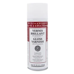 Sennelier Spray Universal Anti-UV Varnish Gloss 375 ml, blank beskyttende lakk for oljemaling og akrylmaling
