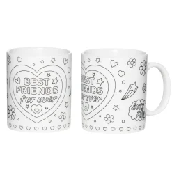 Sett med 2 stk. umalte krus – BFF = Best friends forever!