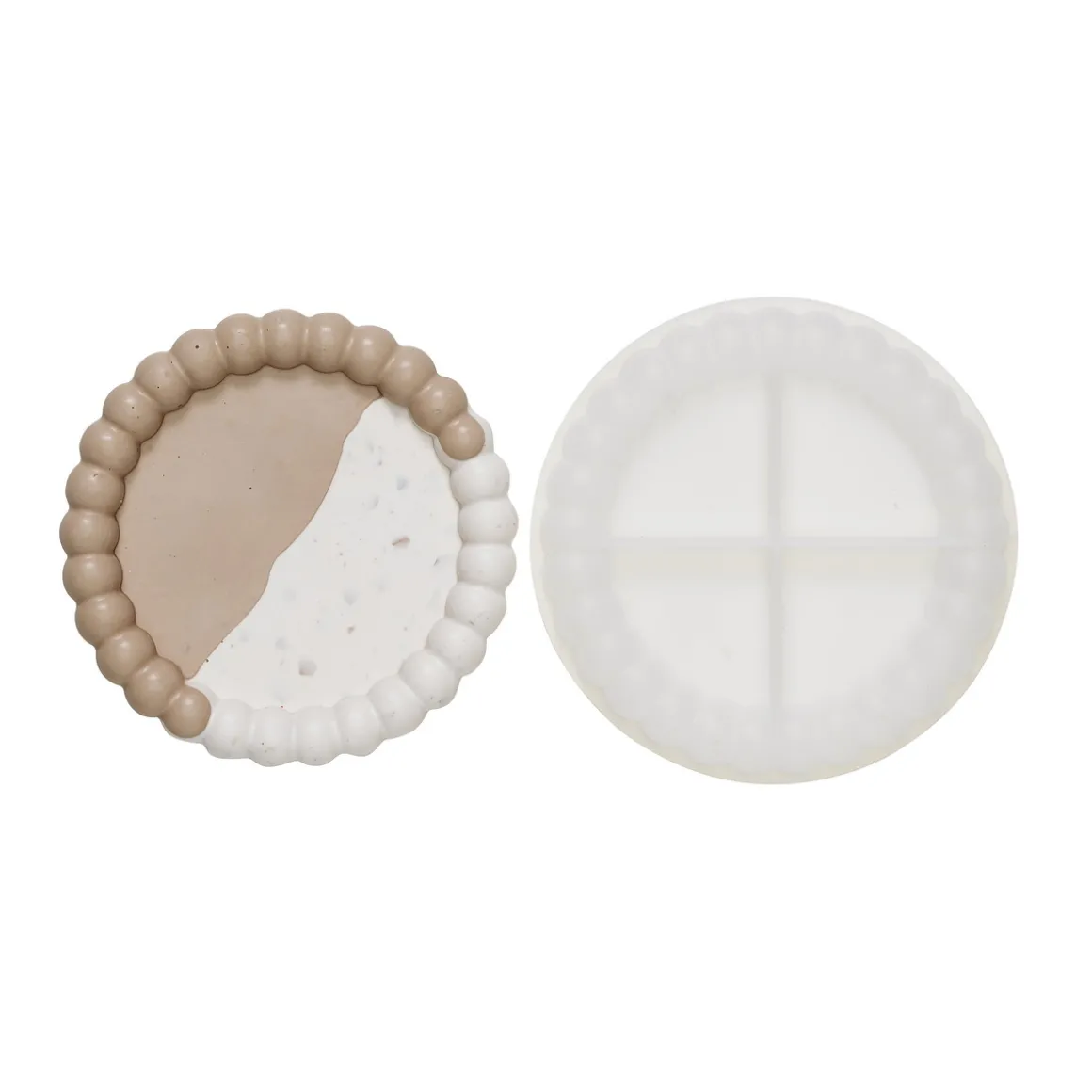 Silikonform støpeform til Jesmonite, betong, gips m.m. Rundt fat med kant Ø13 cm