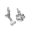 2 sølvfargede anheng / charms dyrelabb 10×12 mm, ben 8×17,7 mm