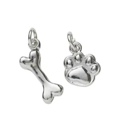 2 sølvfargede anheng / charms dyrelabb 10×12 mm, ben 8×17,7 mm