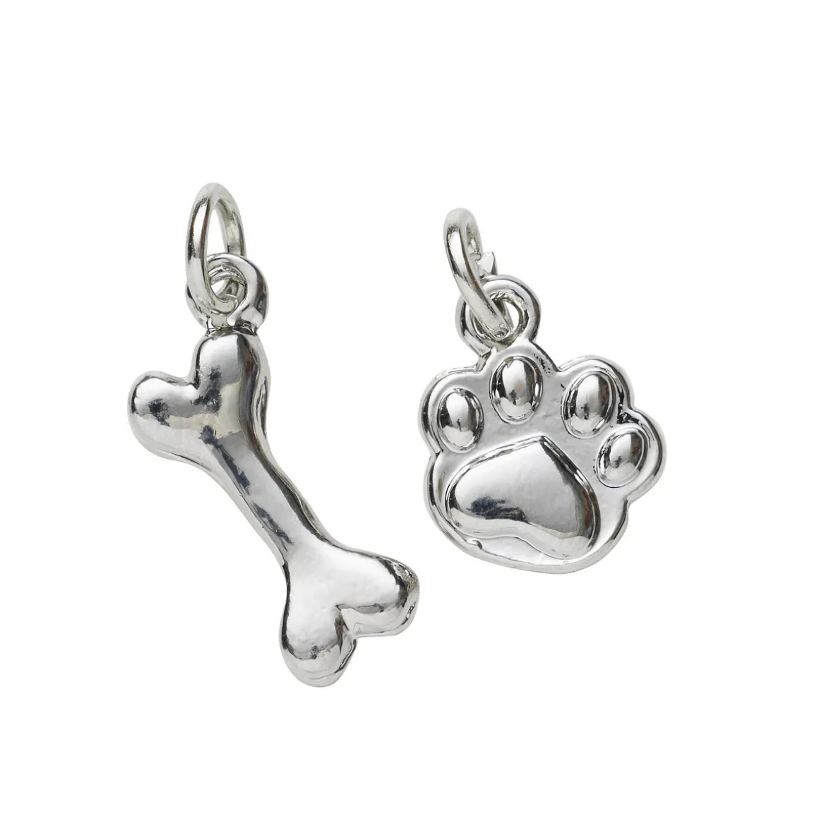 2 sølvfargede anheng / charms dyrelabb 10×12 mm, ben 8×17,7 mm