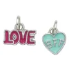 Sølvfargede anheng / charms, Love 14×5 mm, BFF-hjerte 10×10 mm