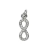 Sølvfarget anheng / charm evighetstegn / infinity strass 6×17 mm