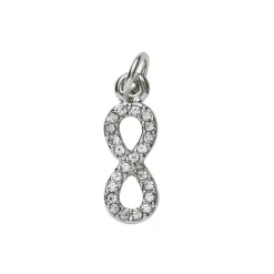 Sølvfarget anheng / charm evighetstegn / infinity strass 6×17 mm