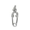Sølvfarget anheng / charm sikkerhetsnål med strass 7×14 mm
