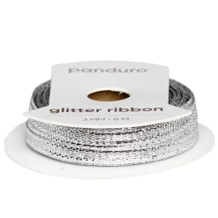 Sølvfarget glitterbånd – 3 mm bredt og 8 meter langt