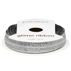 Sølvfarget glitterbånd – 6 mm bredt og 8 meter langt