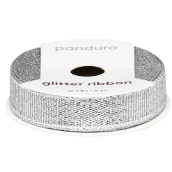 Sølvfarget glitterbånd – 12 mm bredt og 8 meter langt