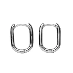 Sølvfarget ørepynt oval, 11×15 mm, 1 par