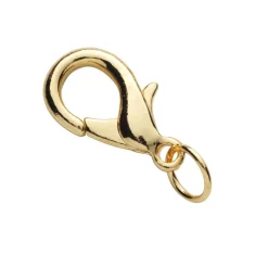 Smykkelås karabin med motring – 18 mm, gullfargede, 5 stk. låser med motringer