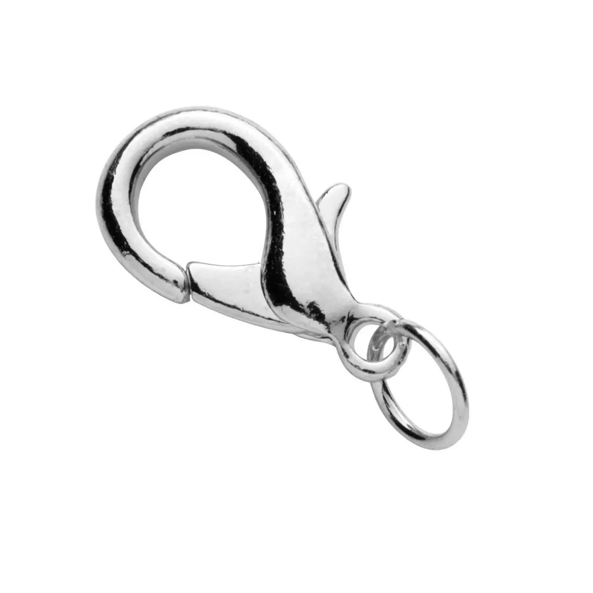 Smykkelås karabin med motring – 18 mm, sølvfargede, 5 stk. låser med motringer