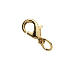 Smykkelås karabin med motring – 12 mm, gullfargede, 10 stk. låser med motringer