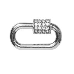 Smykkelås med skrulås gnistrende strassteiner sølvfarget 17x9 mm