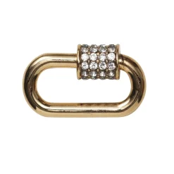Smykkelås med skrulås gnistrende strassteiner gullfarget 17x9 mm