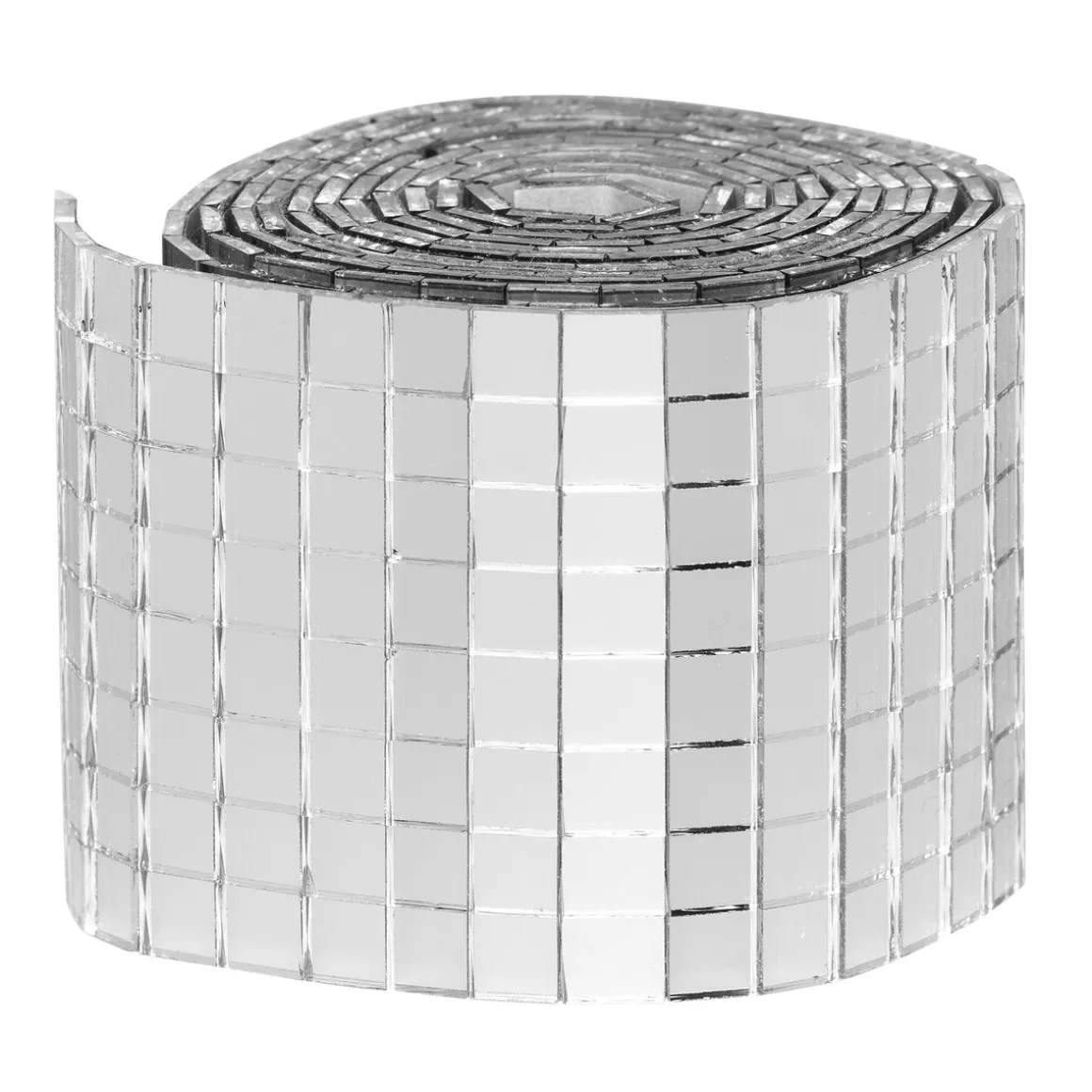 Speilmosaikk i sølvfarget glass på rull, selvklebende, 800 stk. 5×5 mm ruter