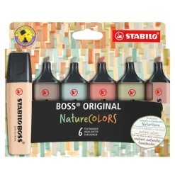 Stabilo Boss Highlighter Nature Colors 6-pakning, overstrykingspenner i naturfarger